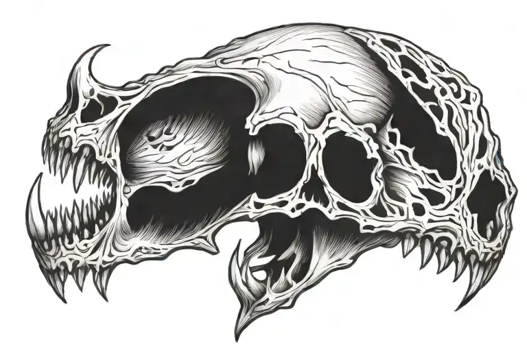 animal skull with fangs tattoo design idea