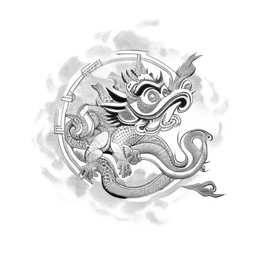 Chinese zodiac dragon, monkey, rooster, and pig  tattoo design idea