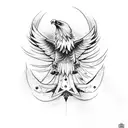 An old school tattoo design featuring an eagle carcará perched on a skull tattoo design idea