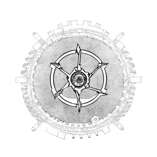 mountain bike with gears of war logo on wheels tattoo design idea