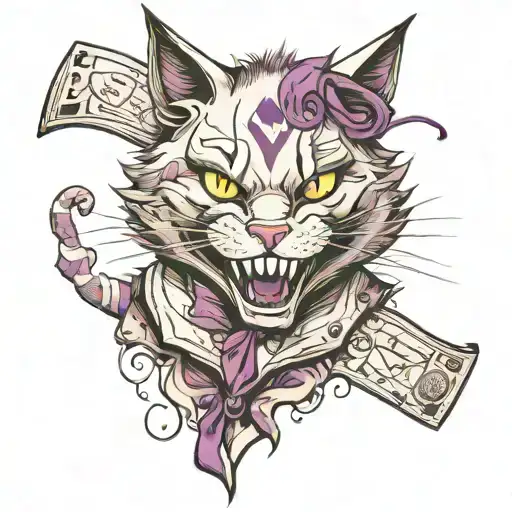 alice in wonderland cat who smiled like the joker tattoo design idea