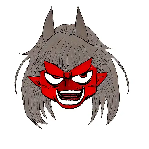 Anime Oni Mask Tattoo Idea - BlackInk AI