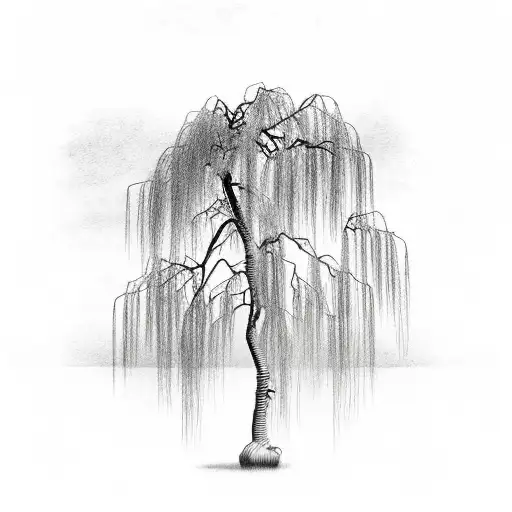 A barbell wrapped around a weeping willow tree tattoo design idea