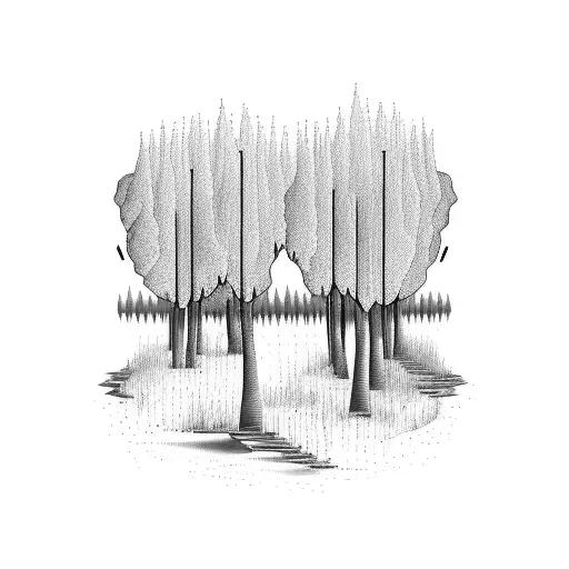 Dumbbell-shaped weeping willow tree tattoo design idea