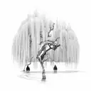 A barbell wrapped around a weeping willow tree tattoo design idea