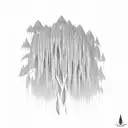 Dumbbell-shaped weeping willow tree tattoo design idea