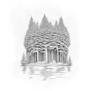 Dumbbell-shaped weeping willow tree tattoo design idea