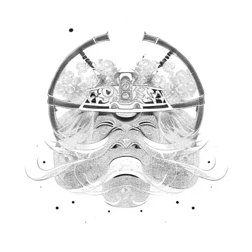 Japanese samurai women's masks  tattoo design idea