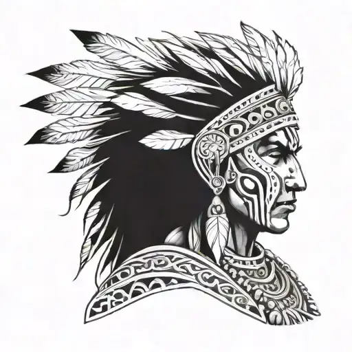 black Indian warrior tattoo design idea