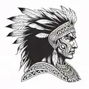 black Indian warrior tattoo design idea