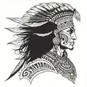 black Indian warrior tattoo design idea
