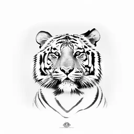 praying hands, tiger,religious tattoo design idea