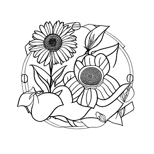 The numbers 13 and 7 incorporated with an august birth flower not in full bloom tattoo design idea