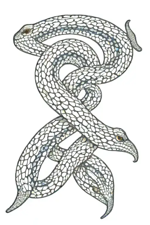 symmetrical snake made of greek mosaic  tattoo design idea