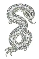 symmetrical snake made of greek mosaic  tattoo design idea