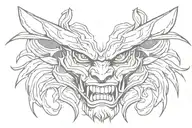 Dodge Demon face with Dodge lettering underneath tattoo design idea