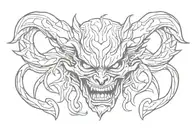 Dodge Demon face with Dodge lettering underneath tattoo design idea