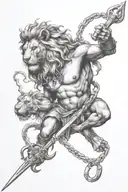 lion poseidon scorpion jesus christian cross mix tattoo design idea