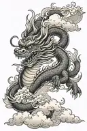 ancient dragon with clouds  tattoo design idea