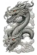 ancient dragon with clouds  tattoo design idea