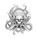 octopus on skull tattoo design idea