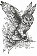 Owl flying tattoo design idea