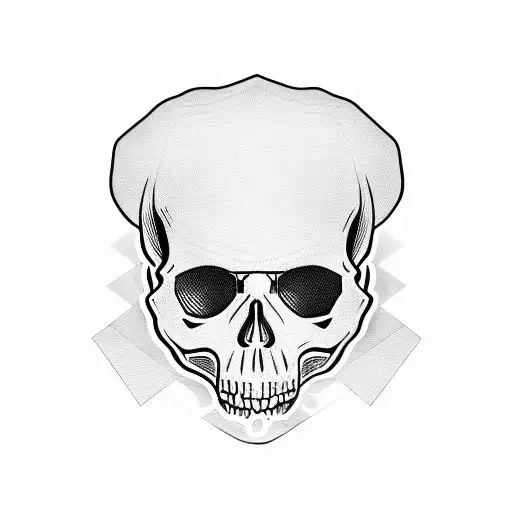skull and black glasses and NY cap tattoo design idea