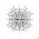 wind rose with a half sun behind it, and the 45 degree points are shorter tattoo design idea