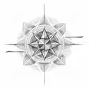 wind rose with a half sun behind it, and the 45 degree points are shorter tattoo design idea