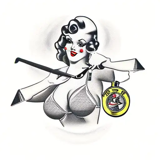 sexy pinup girl in golf attire tattoo design idea