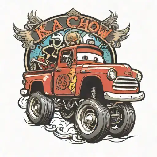 lighting mcqueen saying ka chow tattoo design idea
