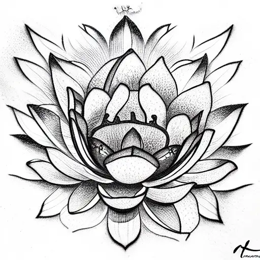 Lotus Flower upside and lotus flower downside  tattoo design idea