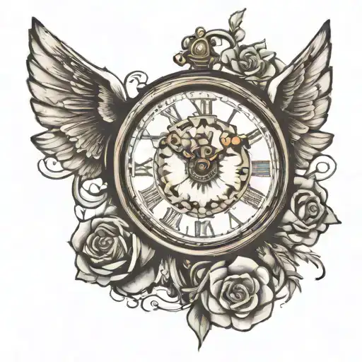 Clock with god  tattoo design idea