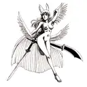 nude valkyrie with sword tattoo design idea