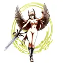 nude valkyrie with sword tattoo design idea