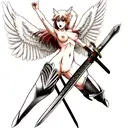 nude valkyrie with sword tattoo design idea