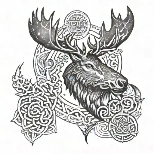 salmon,moose,wolf, Celtic knot design incorporating tattoo design idea