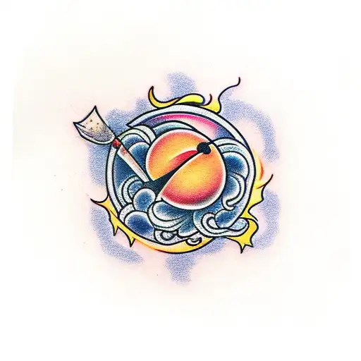 Peach in flames  tattoo design idea