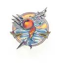 Peach in flames  tattoo design idea