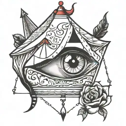 two socks, one eye, a tent tattoo design idea