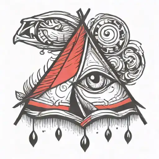 a tent, an eye, a sock tattoo design idea