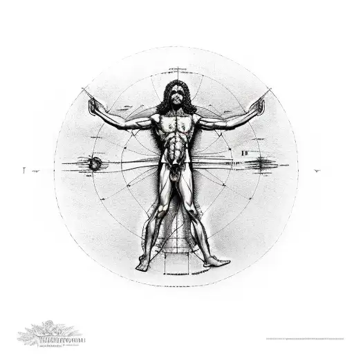 vitruvian man tattoo design idea