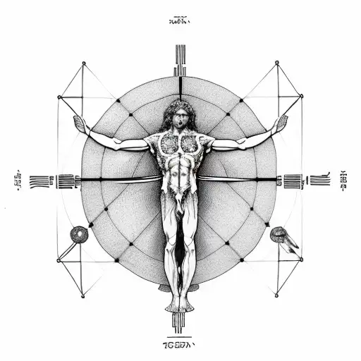 vitruvian man tattoo design idea