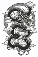 dragon wrapped around clouds surrounding tattoo design idea