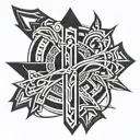 tribal y2k cross  tattoo design idea