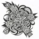 tribal y2k cross  tattoo design idea