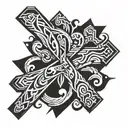 tribal y2k cross  tattoo design idea