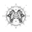 A constellation of Leo and Virgo merging together tattoo design idea