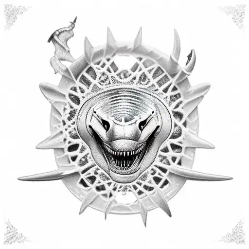 tiburón blanco en el espacio tattoo design idea