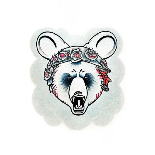 Bear face tattoo design idea